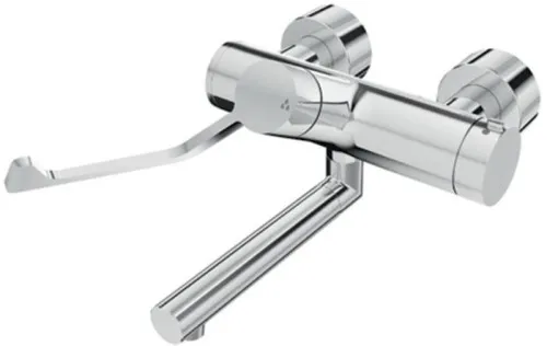 Robinetterie de lavabo Schell Vitus VW-AH-T en saillie, eau mitigée, EHM clinique, température manuelle, bec 270 mm, DN 15 G 1/2", chromé
