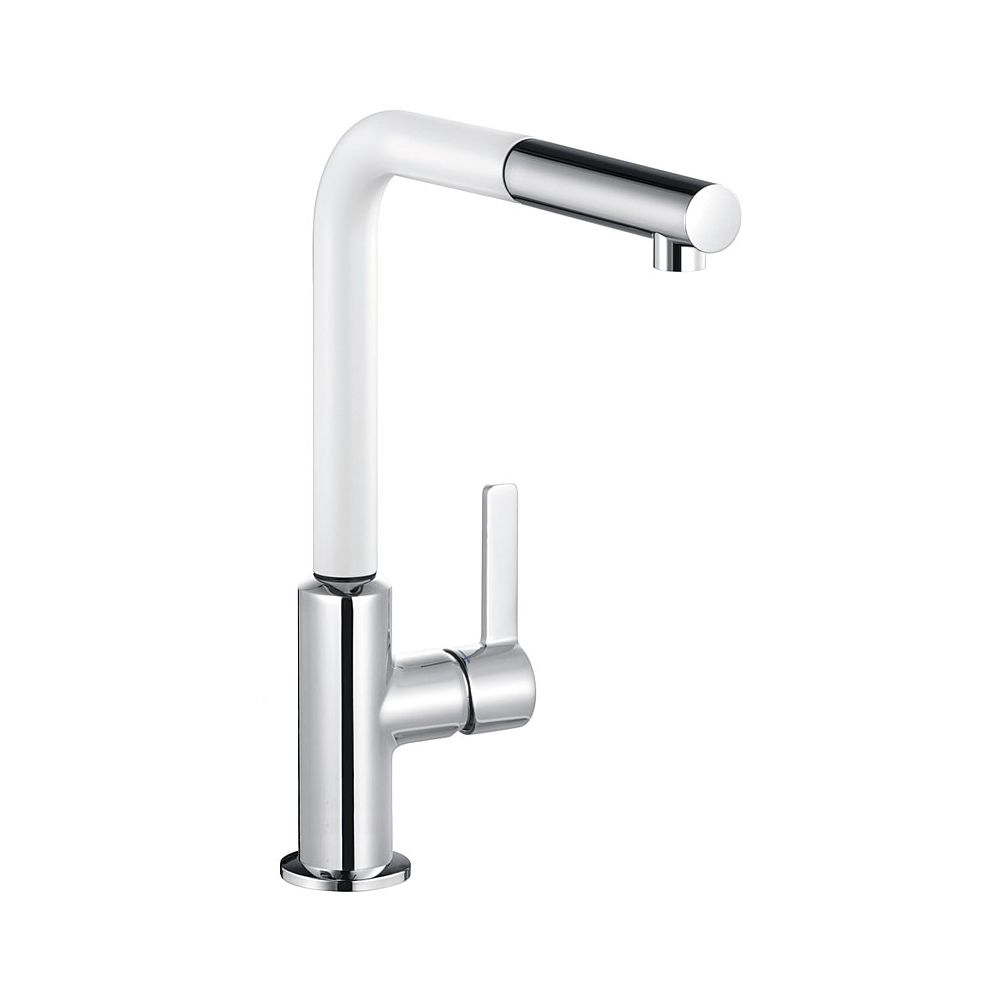 Mitigeur monocommande KLUDI L-INE S pour évier avec bec extractible chromé/mat blanc