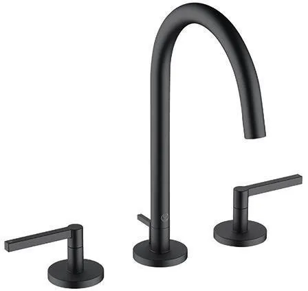 Robinetterie de lavabo KLUDI NOVA FONTE PURISTIC montage trois trous finition noir mat
