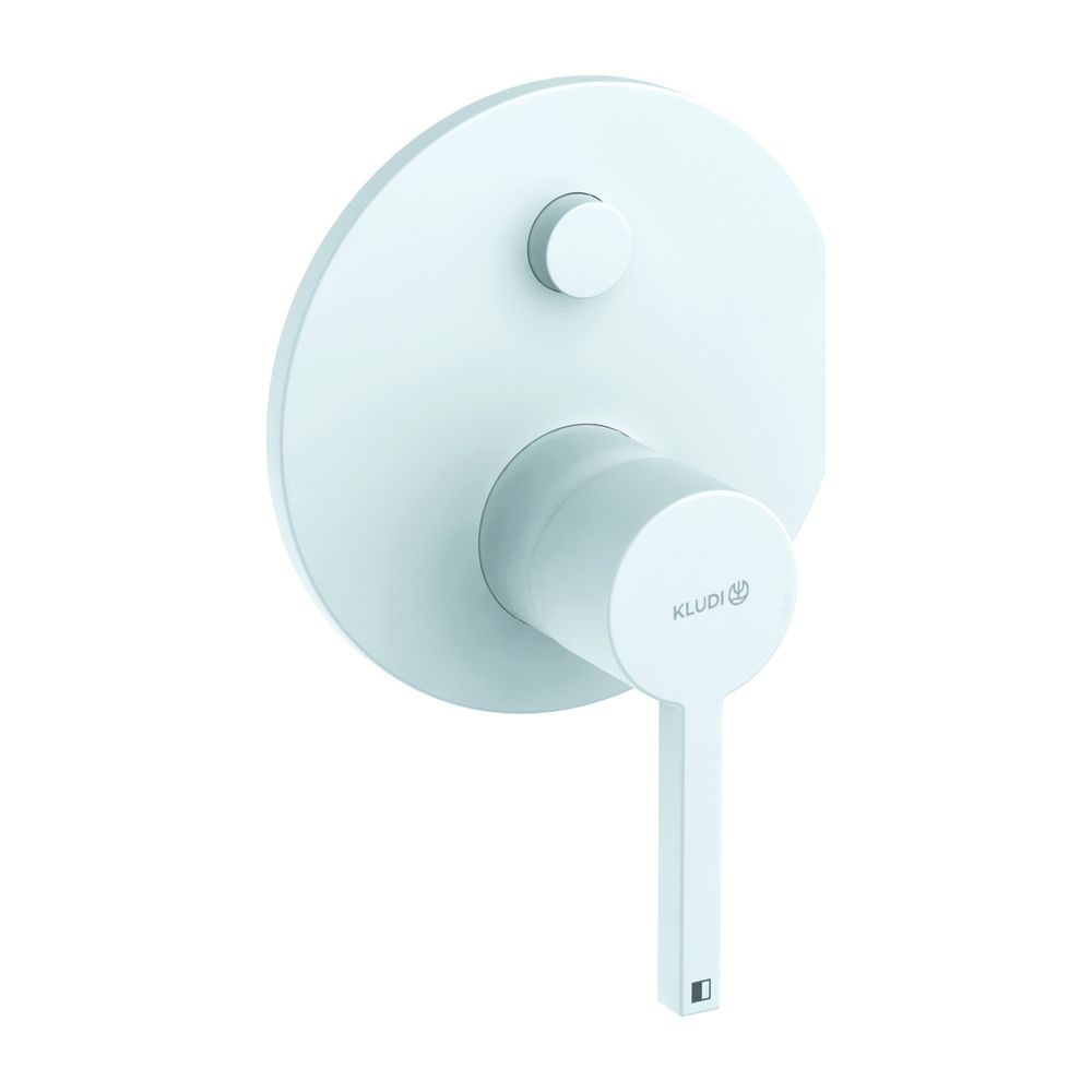 Mitigeur monocommande KLUDI NOVA FONTE UP pour receveur de douche/baignoire Push, sécurité intégrée, réf. 207635315, blanc mat