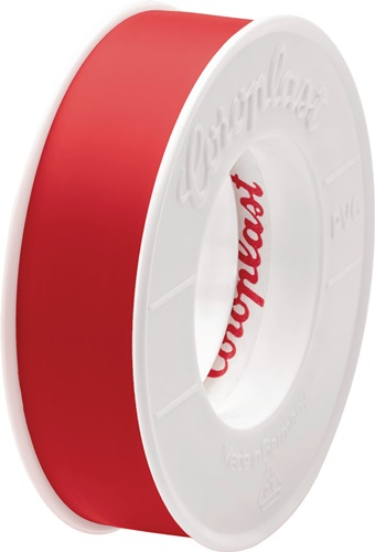 Ruban isolant électrique COROPLAST 302 rouge, 10 m x 15 mm, rouleau réf. 1646 — lot de 20 pièces