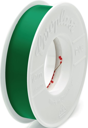 COROPLAST Ruban isolant électrique 302 vert 10 m x 15 mm bobine - 1656 — lot de 20 pièces