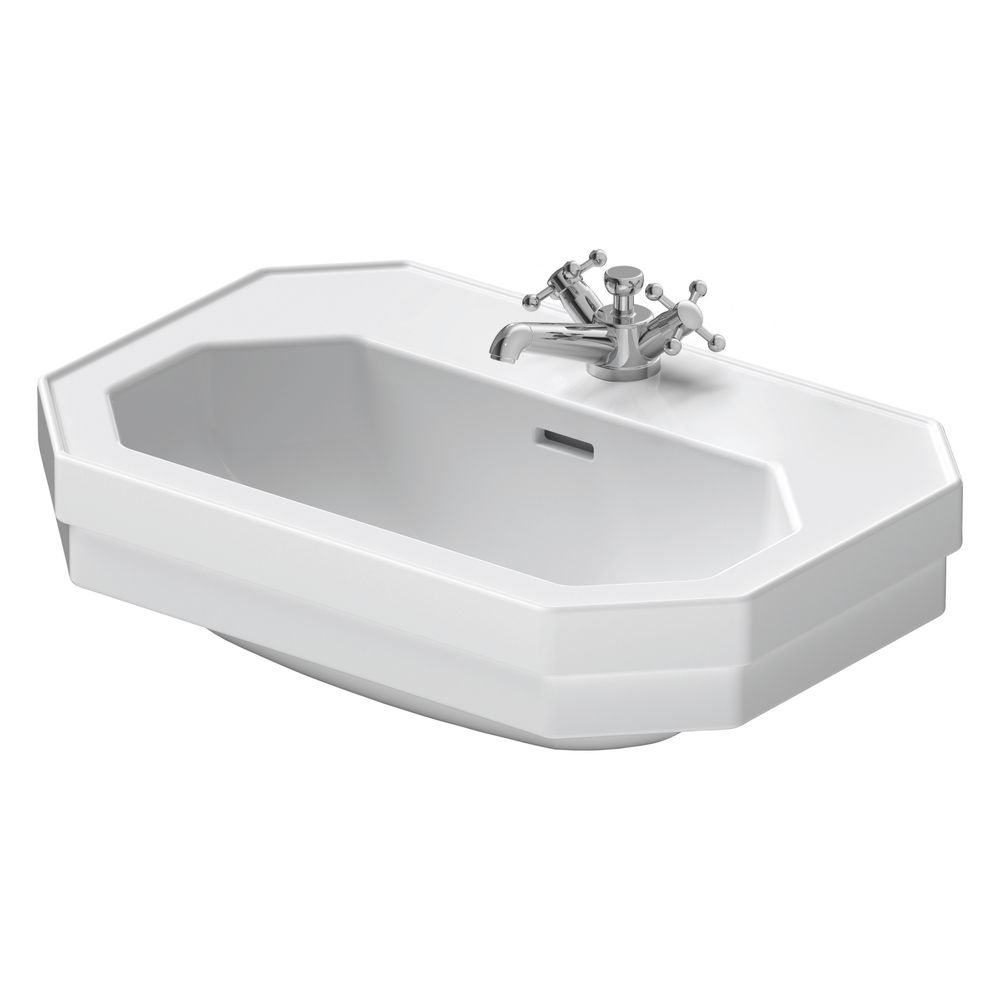 Duravit Série 1930 Lavabo mural 410x600x200mm, blanc brillant, octogonal, 1 emplacement de lavage centré, 1 trou central, avec trop-plein