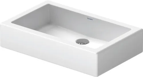 Lavabo sur colonne Vero Duravit 600 mm, blanc brillant, rectangulaire, sans trop-plein ni HLB, paroi arrière émaillée