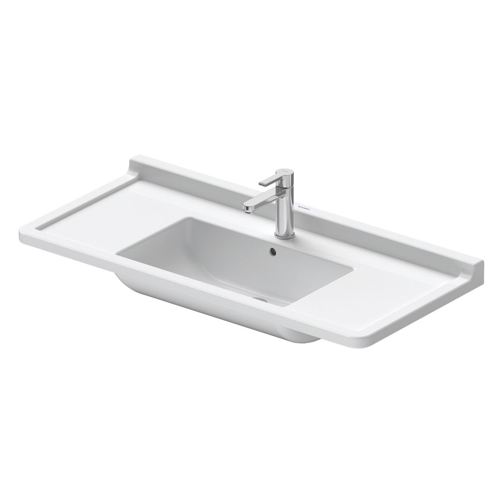 Duravit Starck 3 Lavabo 485x1050x225mm, blanc brillant, rectangulaire, 1 emplacement de lavage/trop-plein centré, avec trop-plein