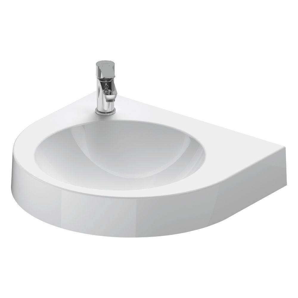 Lavabo Duravit Architec - montage mural, 520x575x150mm, blanc brillant, demi-rond, 1 emplacement de lavage central, 1 HL L, sans trop-plein
