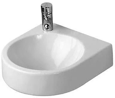 Lavabo Duravit Architec - montage mural, 380x360x150mm, blanc brillant, demi-rond, 1 emplacement de lavage central, 1 HL L, sans trop-plein