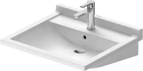 Duravit Starck 3 Lavabo 545x600x200mm mural, blanc brillant, rectangulaire, 1 trou de robinetterie central, 1 trou de trop-plein central, avec trop-plein