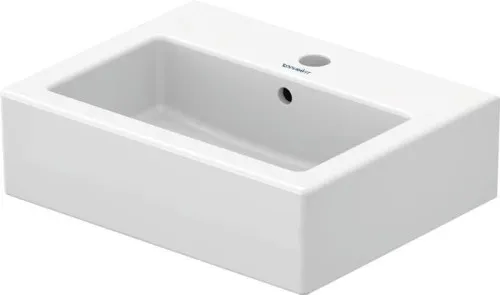 Lavabo Duravit Vero 350x450x160 mm, blanc brillant, rectangulaire, 1 emplacement de lavage/trou central, poli, avec trop-plein