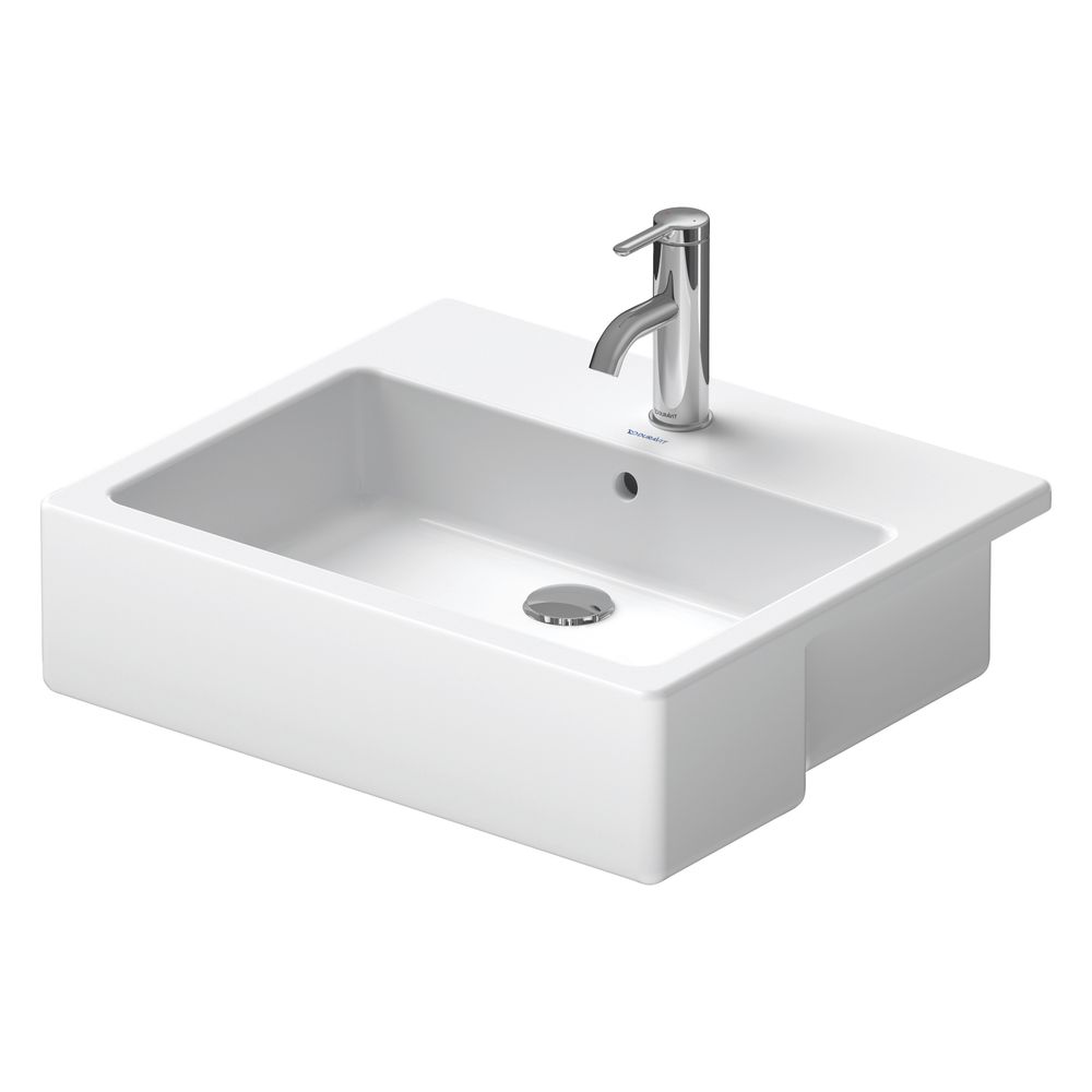 Duravit Vero demi-vasque encastrée 470x550x170mm, blanc brillant, 1 trou, avec trop-plein, fixation pour consoles en bois