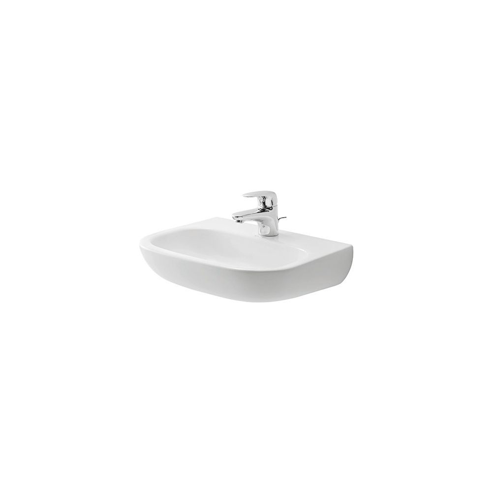 Lavabo D-Code Duravit 340x450x145mm, blanc brillant, rectangulaire, 1 place de lavage centrale, sans robinetterie ni trop-plein