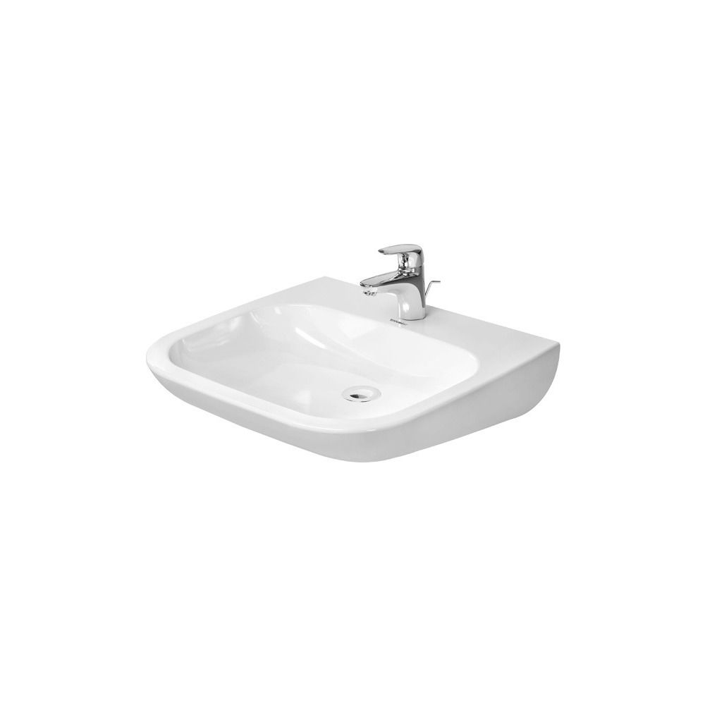 Lavabo mural Duravit D-Code 555x600x155mm, blanc brillant, rectangulaire, 1 emplacement de lavage central, 1 trou de robinetterie central, sans trop-plein