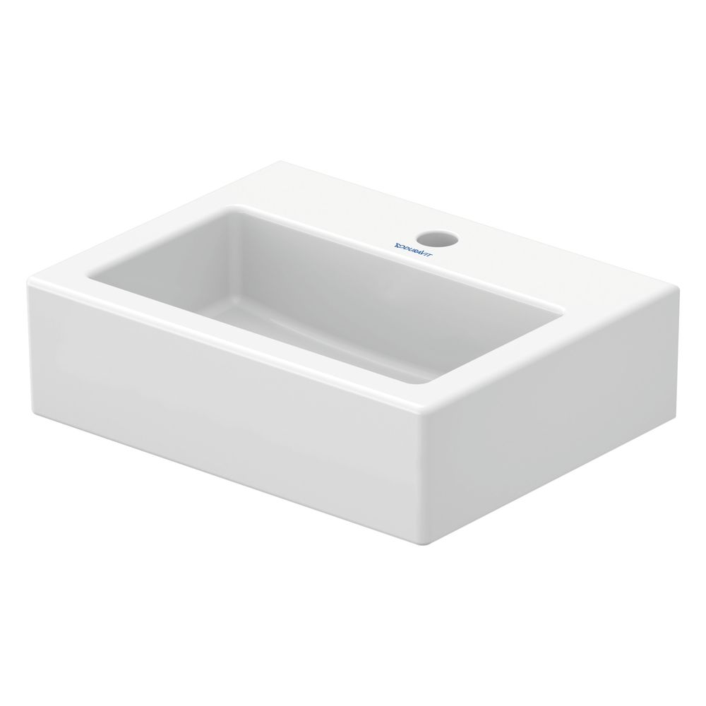Duravit Lavabo Vero 350x450x160mm, blanc brillant, rectangulaire, 1 emplacement de lavage/trou central, sans trop-plein