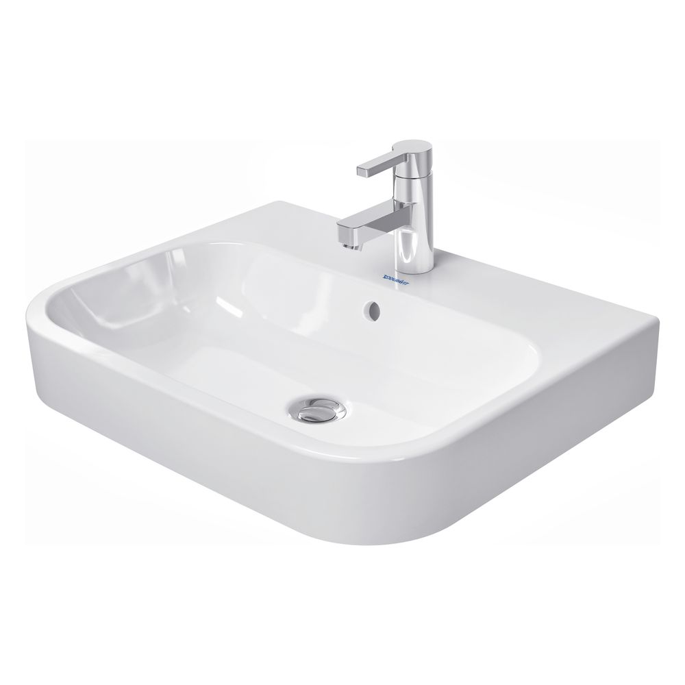Duravit Happy D.2 Plus vasque à poser 600 mm, blanc brillant, rectangulaire, avec HLB/trop-plein, poncé
