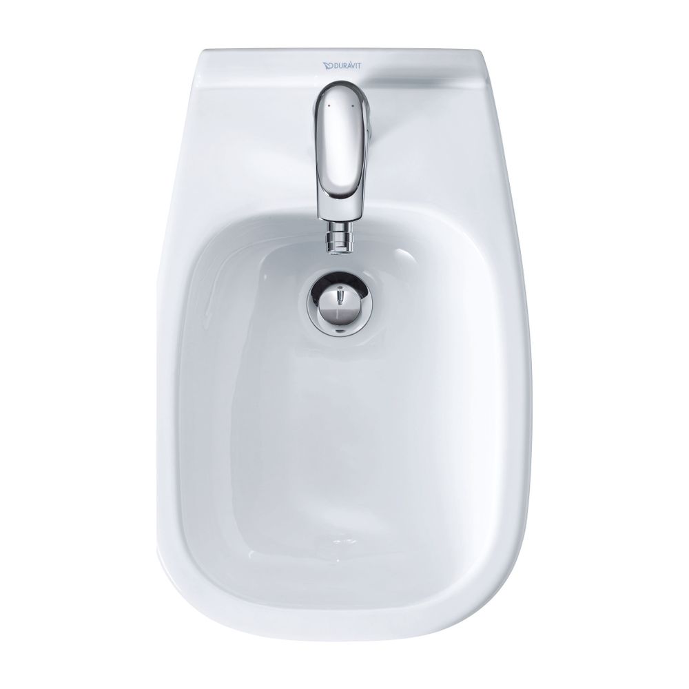 Duravit Bidet mural D-Code 545x355x350 mm, Blanc brillant, 1 trou, avec robinetterie/évacuation
