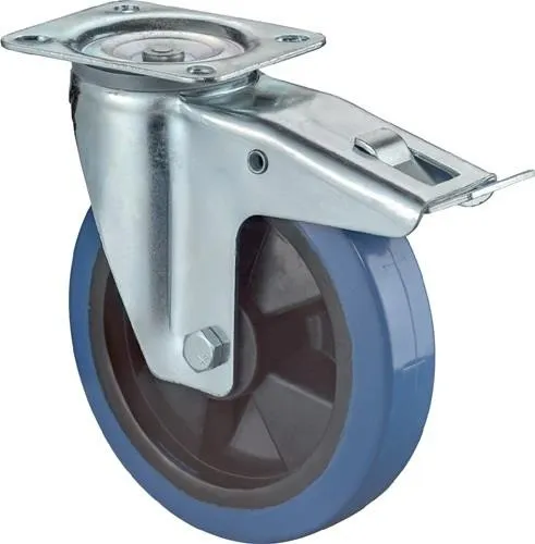 Roulette orientable Bs Rollen D.160mm charge 300kg avec verrouillage, plaque de fixation 135x110mm