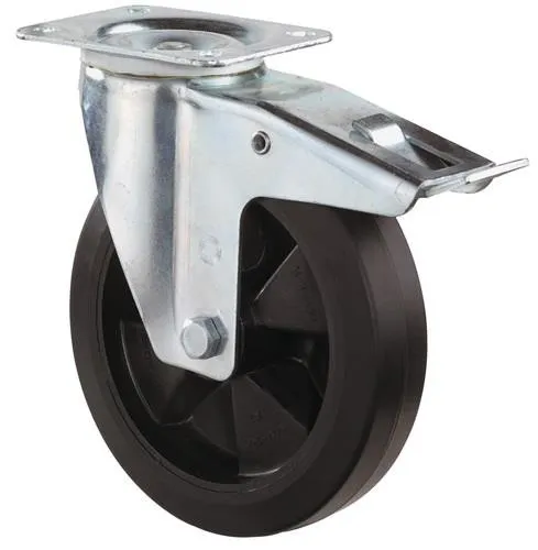 Roulette directionnelle avec frein intégré 125 mm - Charge 200 kg - Caoutchouc élastique - BS Rollen