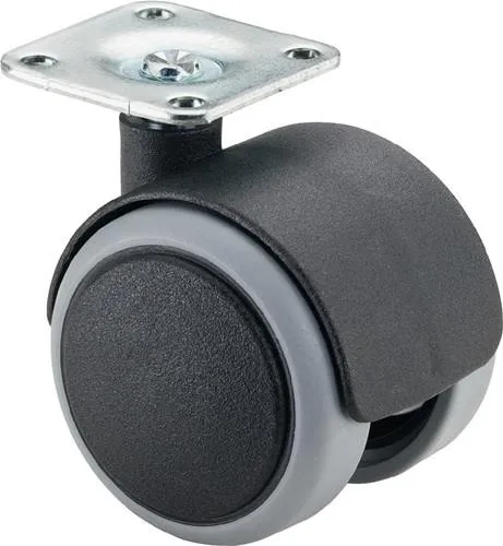 Bs rollen Roulette double en plastique Ø de roue 50 mm Capacité de charge 50 kg avec plaque de fixation en polyamide