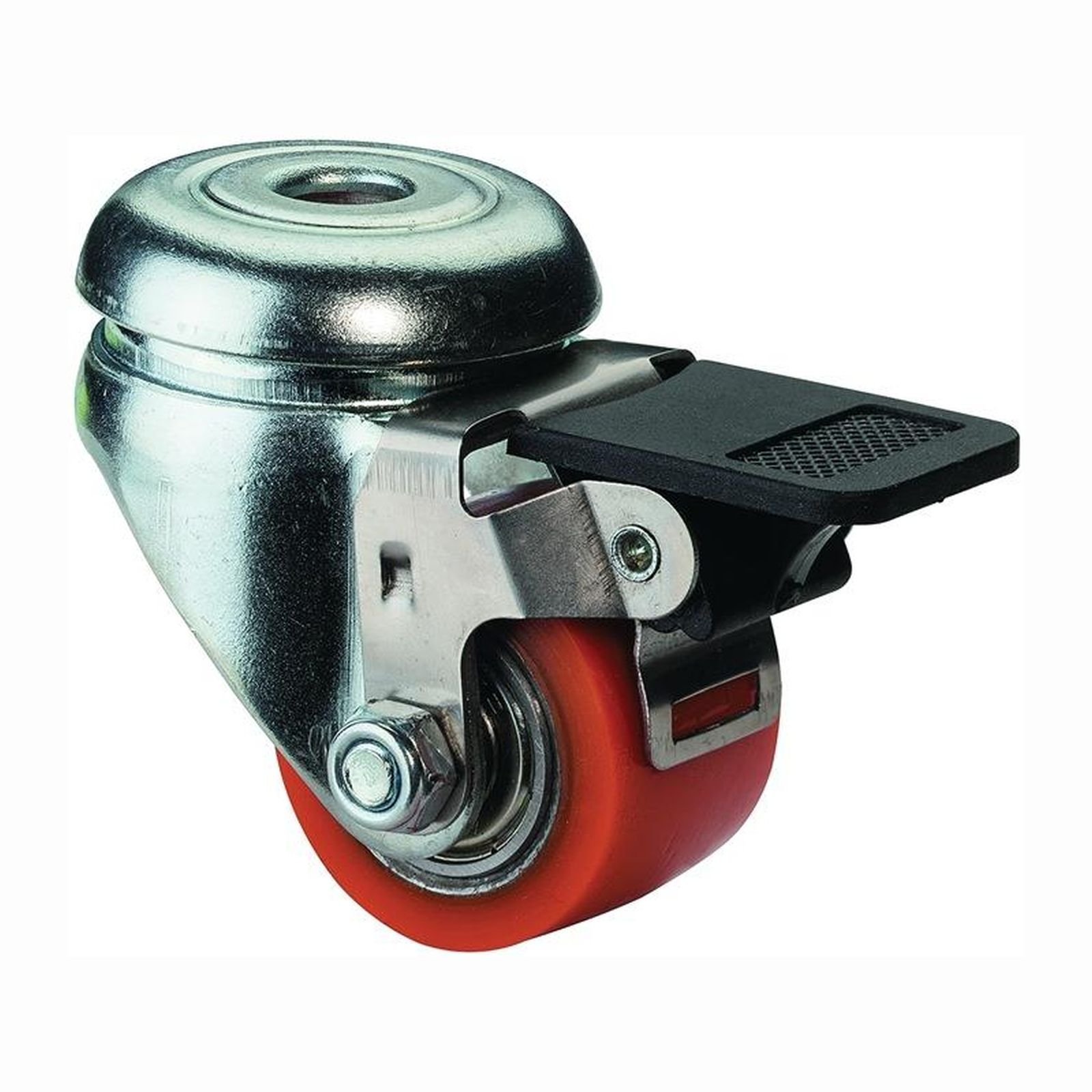 Roulette pivotante avec frein et vis sans fin polyuréthane Ø 50 mm 120 kg - A621.C10.050