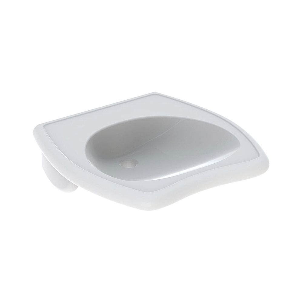 Lavabo Geberit Vitalis accessible, largeur 55 cm, profondeur 55 cm, sans trou de robinetterie, sans trop-plein, Blanc