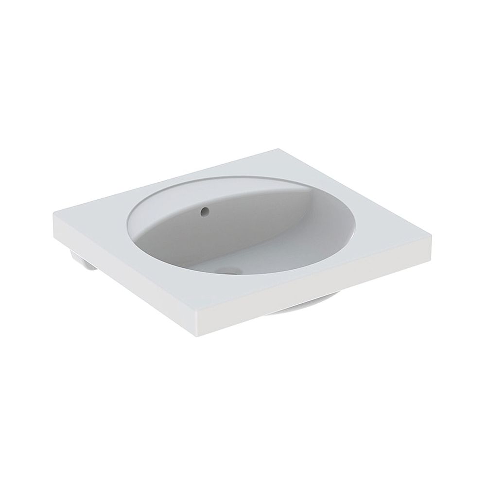Geberit Preciosa Lavabo avec surface de rangement, 60x55 cm sans trou de robinet, trop-plein visible, blanc