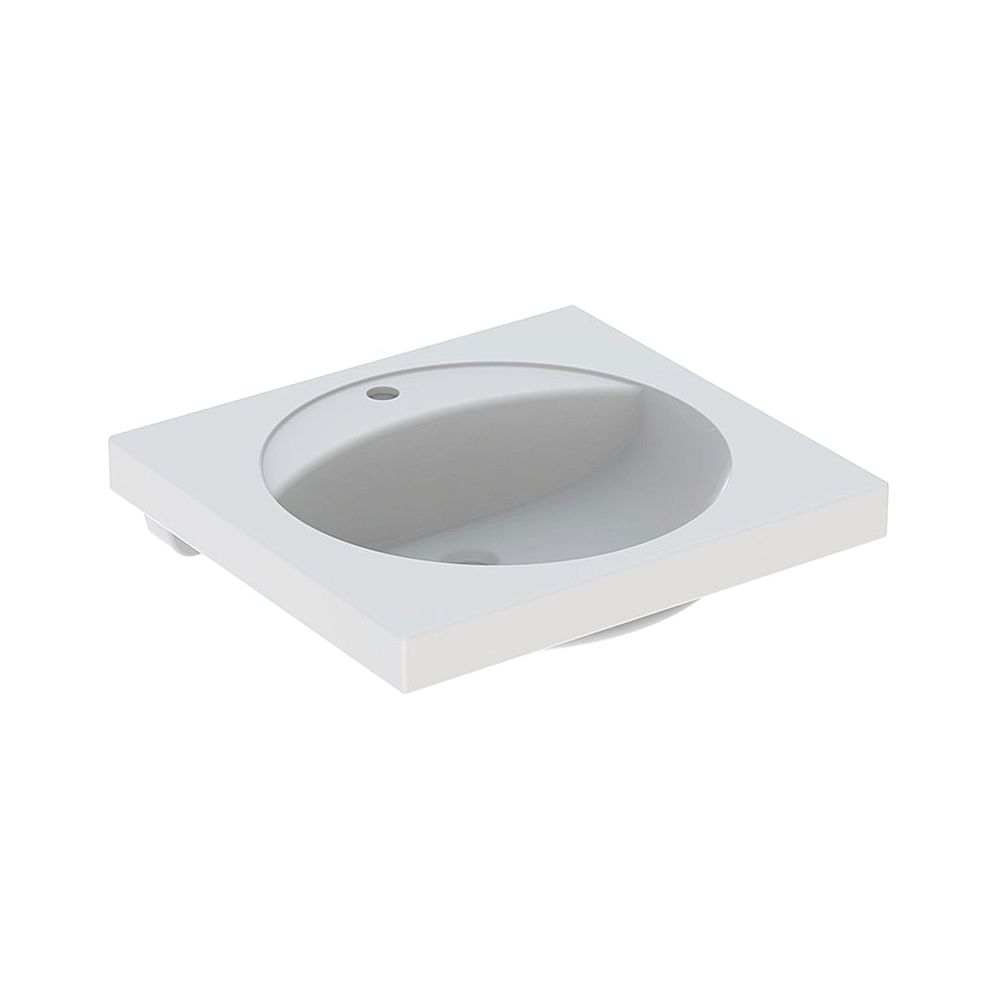Geberit Preciosa Lavabo avec plan de pose, largeur 60 cm, profondeur 55 cm, perçage central, sans trop-plein, blanc
