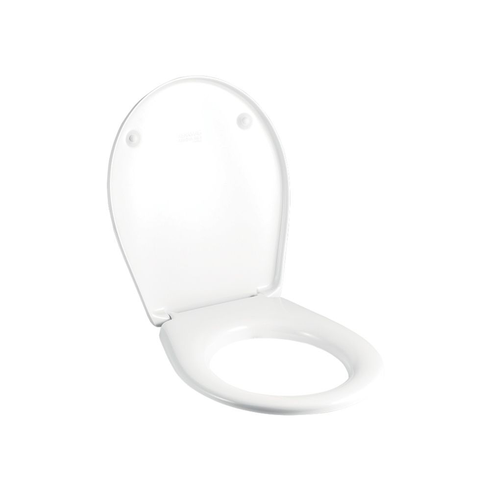 Siège de WC ovale Renova Compact Geberit, fixation par le haut, entraxe de fixation 15,5 cm sans système d'abaissement automatique, blanc/brillant