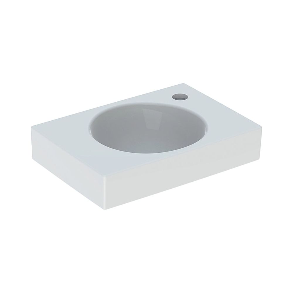 Lavabo Geberit Preciosa 2, 40x10,5x28cm, trou de robinetterie à droite, sans trop-plein, Blanc/KeraTect