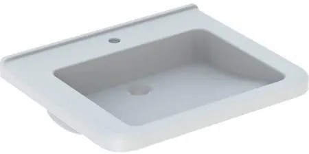 Geberit Renova Comfort Square Waschtisch barrierefrei, largeur 65 cm, profondeur 55 cm, trou de robinet central, sans trop-plein, Blanc/KeraTect
