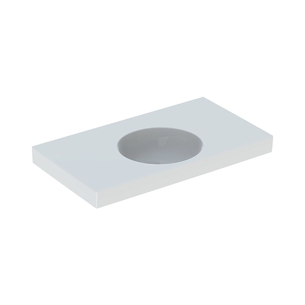 Lavabo Geberit Preciosa II avec plan de toilette, largeur 90 cm, profondeur 50 cm, sans trou de robinet, sans trop-plein, blanc/KeraTect