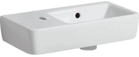 Lavabo Geberit Renova Compact avec plan de pose réduit 50x15x25cm trou de robinetterie à gauche trop-plein visible blanc