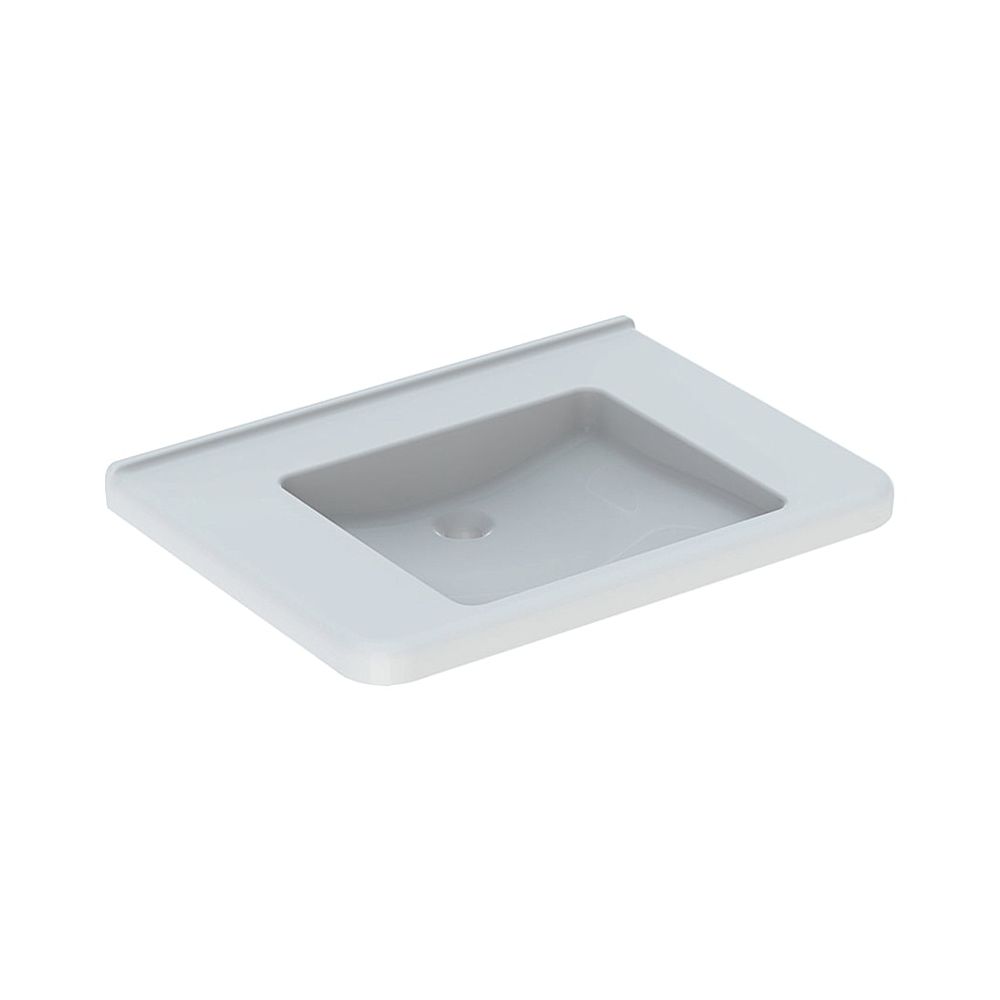 Lavabo Geberit Renova Comfort Square accessible, largeur 75 cm, profondeur 55 cm, sans trou de robinet, sans trop-plein, blanc/KeraTect