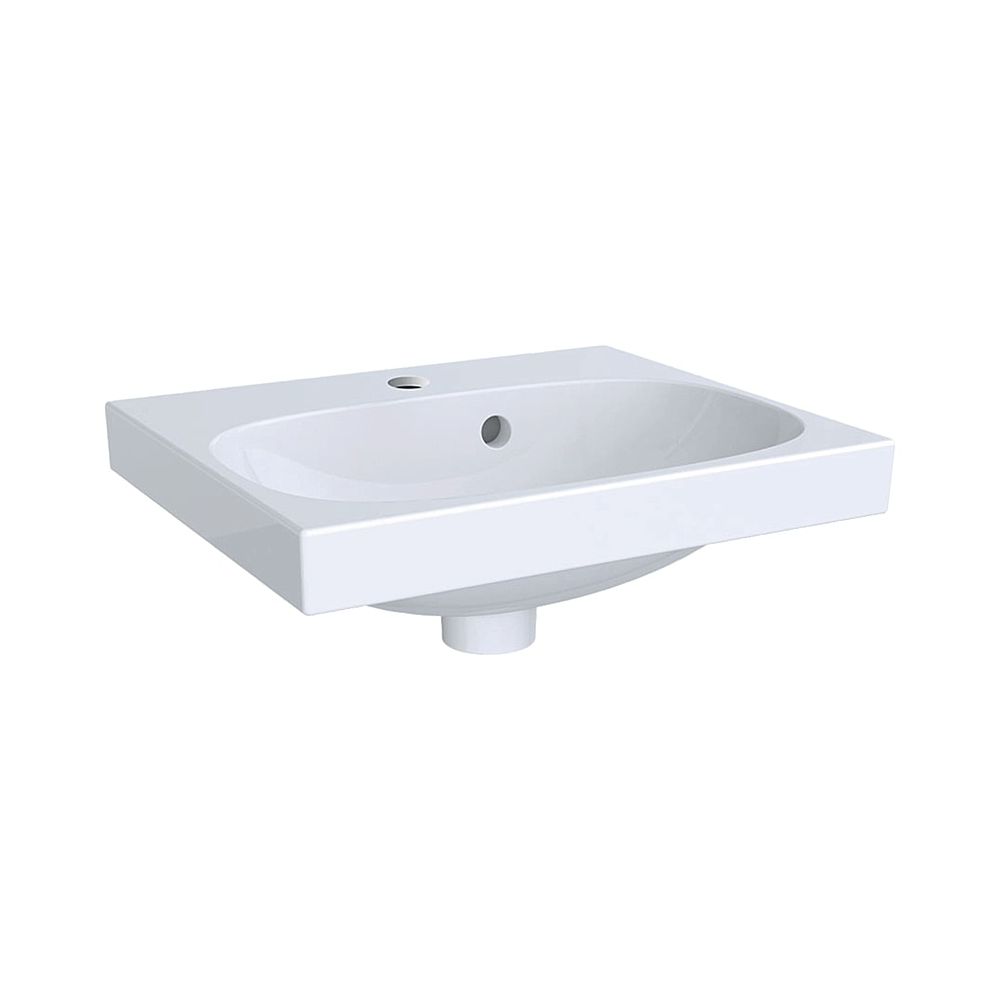 Lavabo Geberit Acanto, 45x16,8x38,2 cm, trou de robinet central, trop-plein visible, Blanc/KeraTect