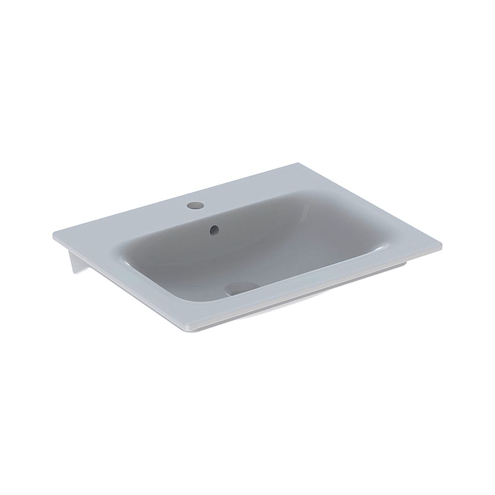 Geberit Renova Plan meuble-lavabo, largeur 60 cm, profondeur 48 cm, trou de robinet central, trop-plein visible, blanc