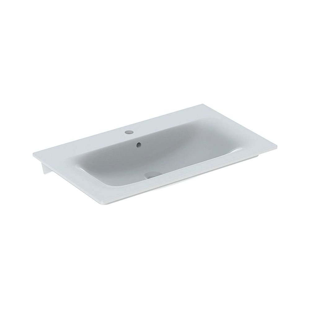 Geberit Renova Plan meuble-lavabo, largeur 80 cm, profondeur 48 cm, trou de robinet central, trop-plein visible, blanc/KeraTect