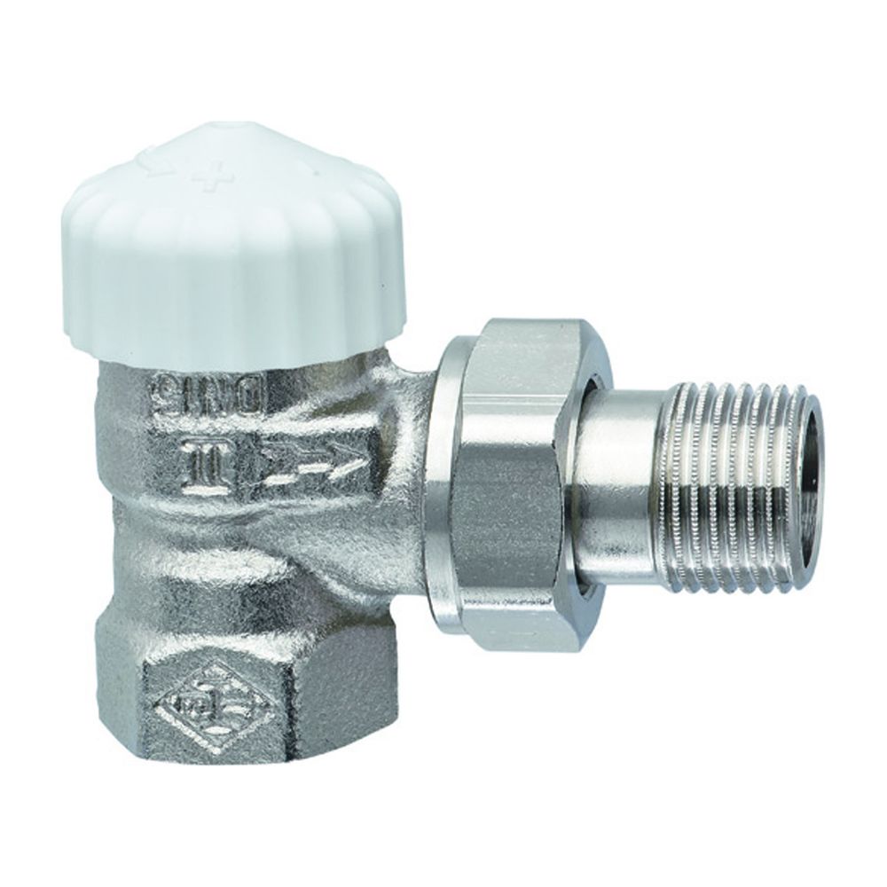 Soupape thermostatique IMI Heimeier V-exact II, forme coudée DN 15, nickelée