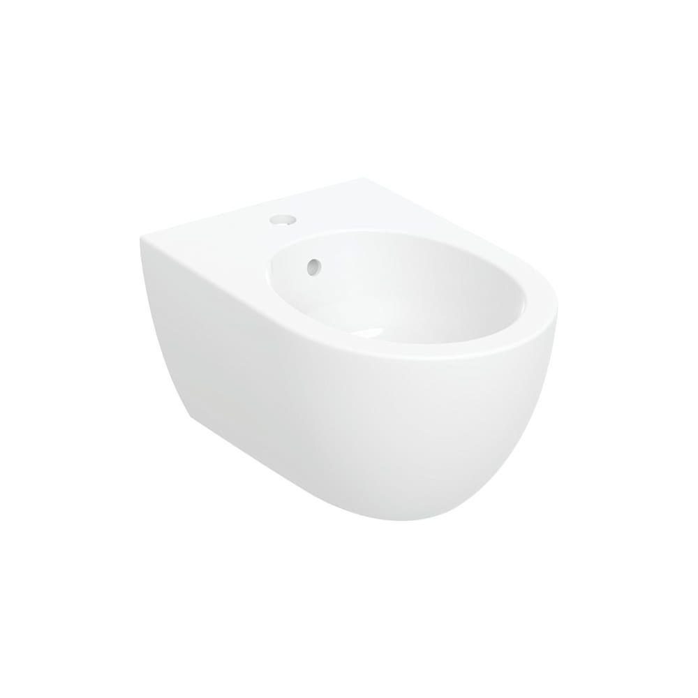 Bidet mural Geberit Acanto, design céramique fermé avec trop-plein, 53 cm, blanc, KeraTect