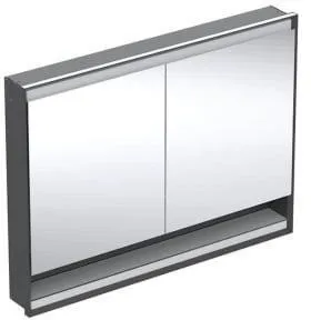 Geberit GE ONE SPS, niche avec Comf.Light, 2 portes montage encastré, 120x90x15 cm, finition satinée aluminium poli