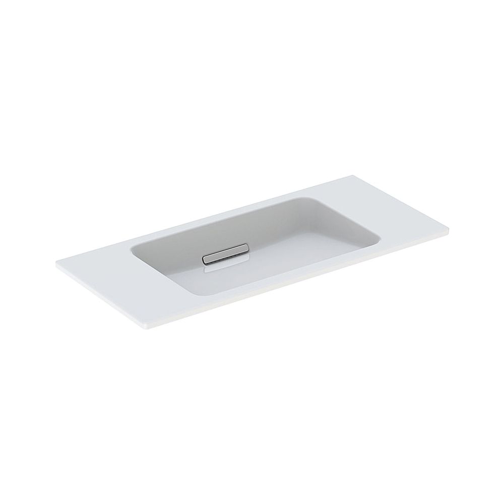 Lavabo Geberit ONE design suspendu, évacuation horizontale, sortie raccourcie, 90x40 cm sans trou de robinet, sans trop-plein, KeraTect finition haute brillance