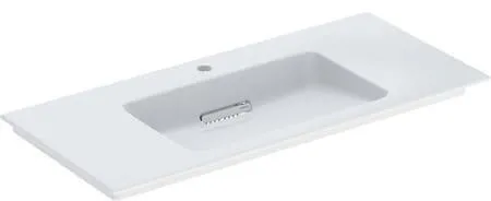 Geberit ONE meuble-lavabo évacuation horizontale, L 105 cm, P 48 cm trou de robinetterie central, sans trop-plein, Blanc/KeraTect, blanc brillant