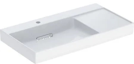 Lavabo Geberit ONE sortie horizontale surface de pose à droite 90x48cm trou de robinet à gauche sans trop-plein blanc/KeraTect blanc brillant