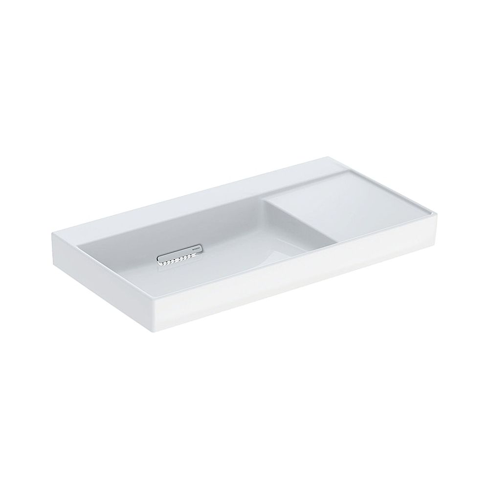 Lavabo Geberit ONE sortie horizontale surface de pose à droite 90 cm P 48 cm sans trou de robinetterie sans trop-plein blanc/KeraTect blanc brillant