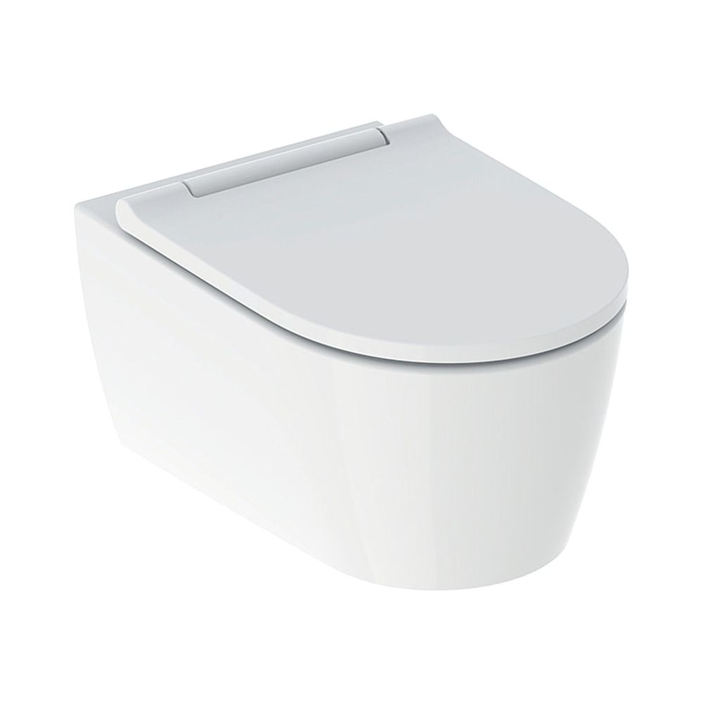 Geberit ONE Set WC suspendu Tiefspüler, forme fermée, TurboFlush, avec abattant blanc mat, chrome haut brillant
