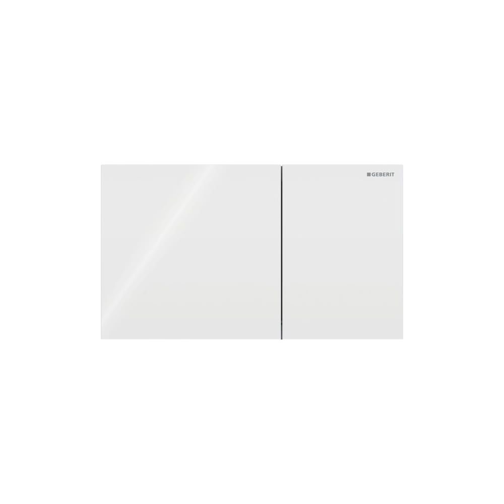 Plaque de commande Geberit Sigma70, chasse double volume Square, largeur 25 cm, verre, blanc