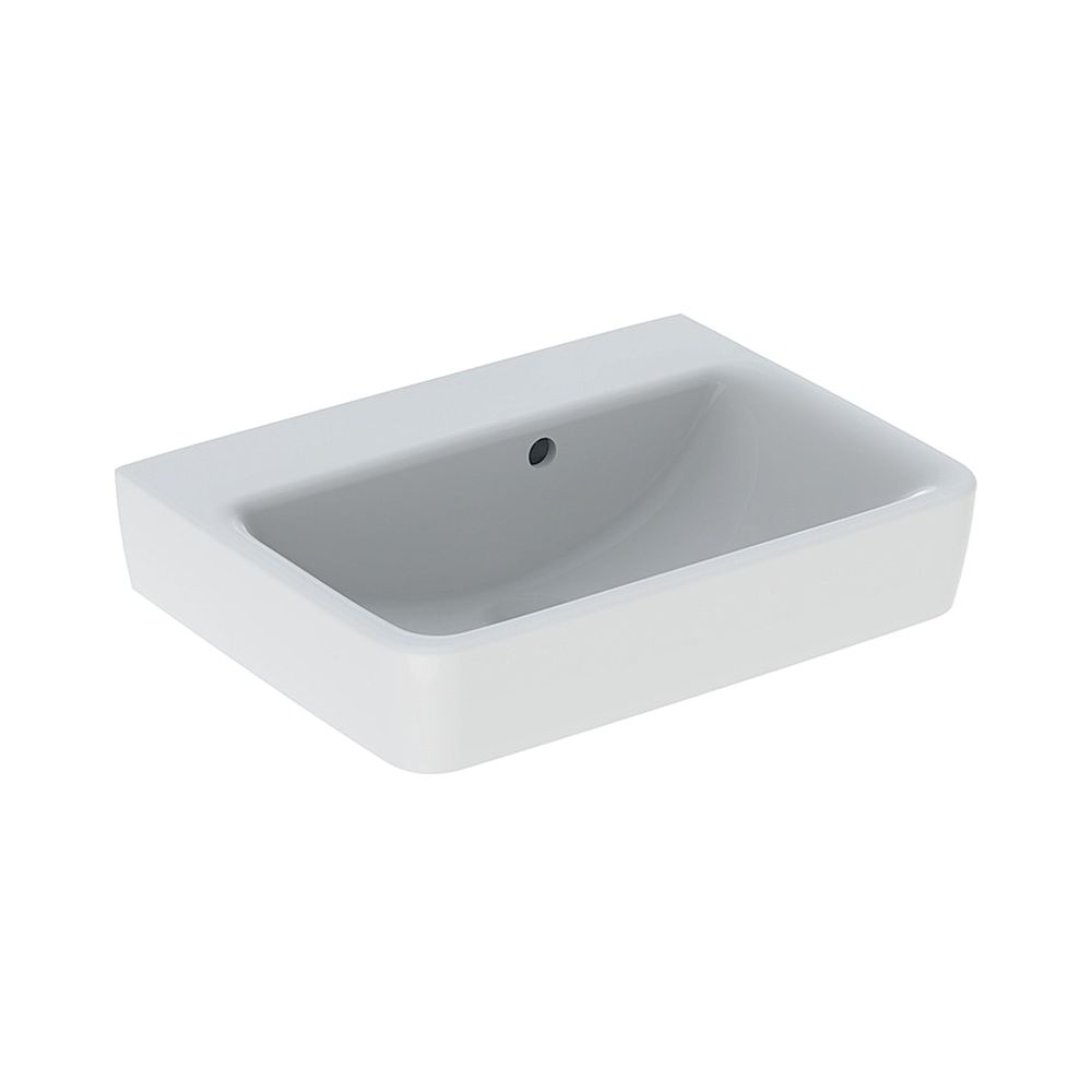 Lavabo Geberit Renova Plan, 50x16,5x38 cm, sans trou de robinet, trop-plein visible (asymétrique), blanc/KeraTect