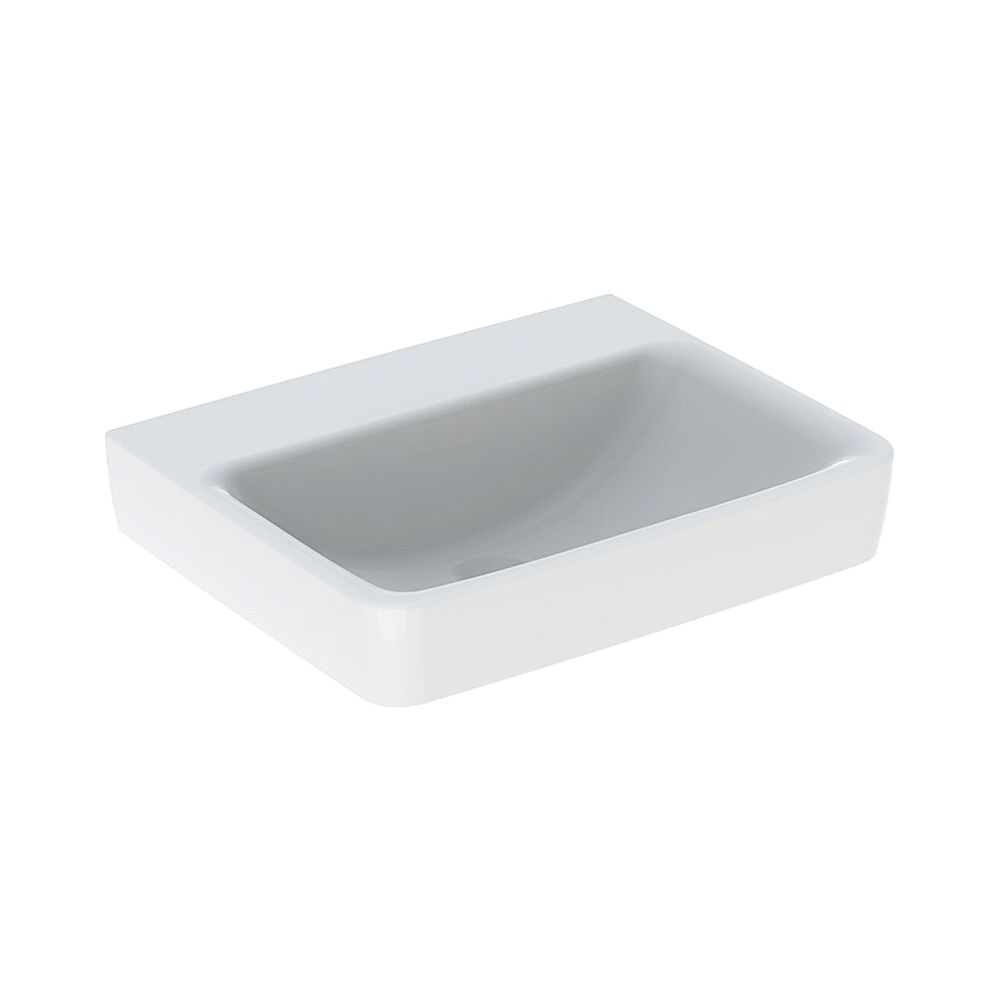 Lavabo Geberit Renova Plan, largeur 55 cm, profondeur 44 cm, sans trou de robinetterie, sans trop-plein, blanc/KeraTect