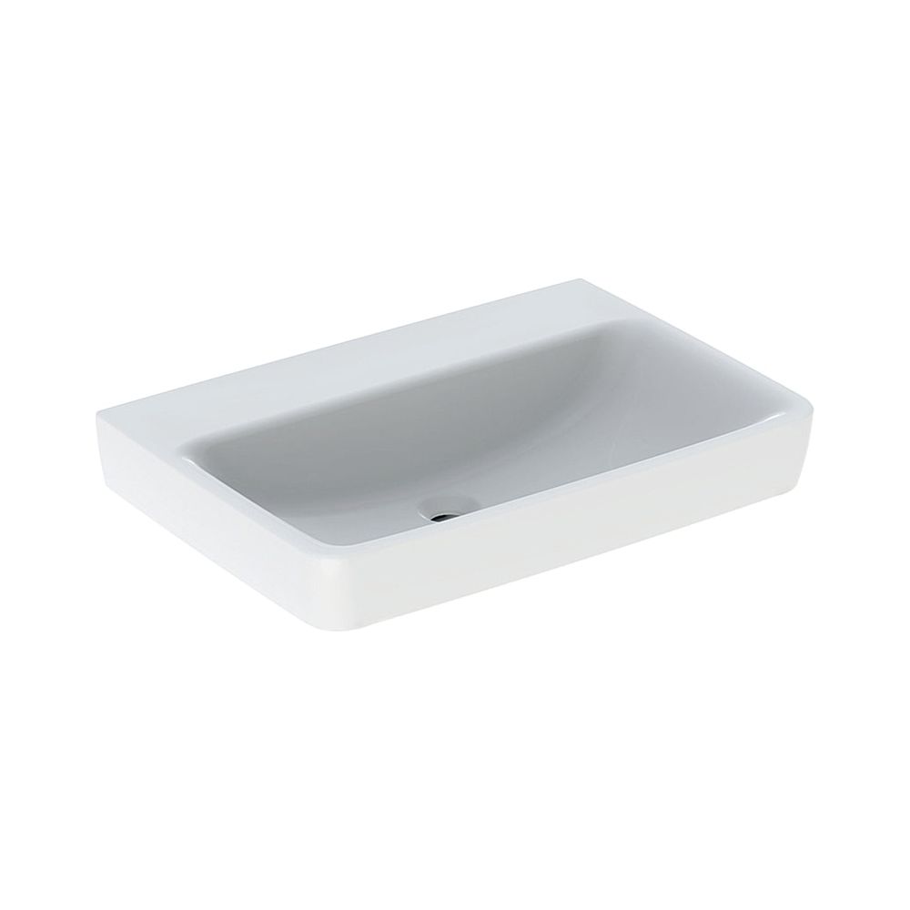 Lavabo Geberit Renova Plan Largeur 70 cm, Profondeur 48 cm, sans trou de robinetterie, sans trop-plein, Blanc/KeraTect