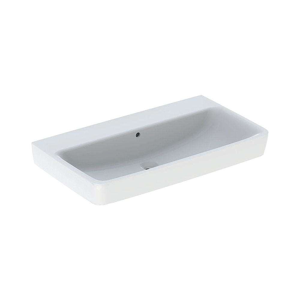 Geberit Renova Plan lavabo, largeur 85 cm, profondeur 48 cm, sans trou de robinet, trop-plein visible, blanc/KeraTect