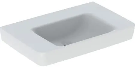Lavabo Geberit Renova Plan, surface de pose des deux côtés, largeur 75 cm, profondeur 48 cm, sans trou de robinet, sans trop-plein, Blanc/KeraTect