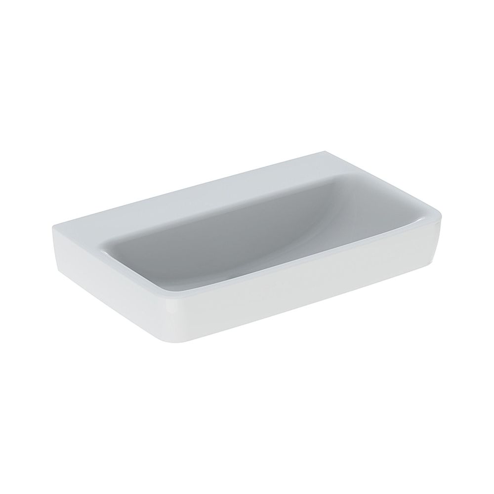 Geberit Renova Compact lavabo, largeur 65 cm, profondeur 40 cm, sans trou de robinetterie, sans trop-plein, Blanc